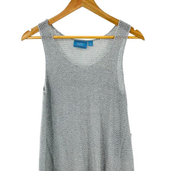 Vera Wang NWT Silver Gray Mesh Tank Top medium - Picture 3 of 6
